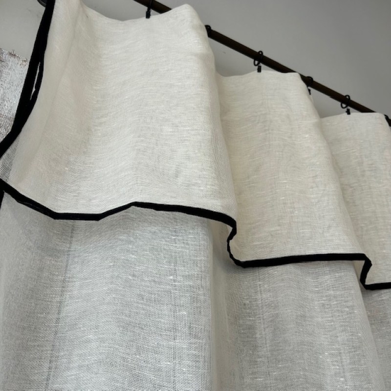 long rideau en lin beige